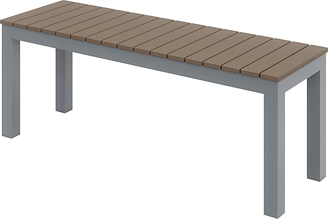 KFI Studios Eveleen Outdoor Bench, Silver/Mocha