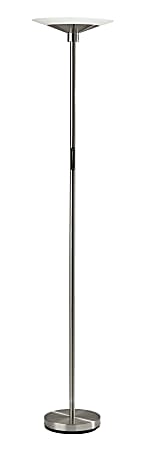 Adesso® Solar LED Floor Lamp, 70-1/2"H, Frosted Shade/Brushed Steel Base