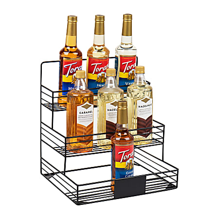 Mind Reader Alloy Collection 3-Tier Syrup Bottle Stand, Countertop Organizer, 15-1/2”H x 14”W x 12”D, Black