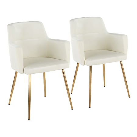 LumiSource Andrew Dining Chairs, Gold/Cream, Set Of 2 Chairs