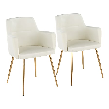 LumiSource Andrew Dining Chairs, Gold/Cream, Set Of 2