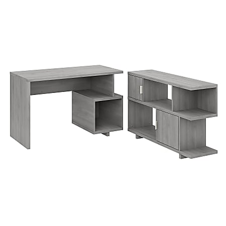 kathy ireland® Home by Bush Furniture Madison Avenue 48"W Writing Desk With Low Bookcase, Modern Gray, Standard Delivery