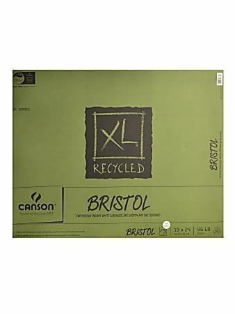 Canson XL Recycled Bristol Pad, 19" x 24", Fold-Over, Pad Of 25 Sheets