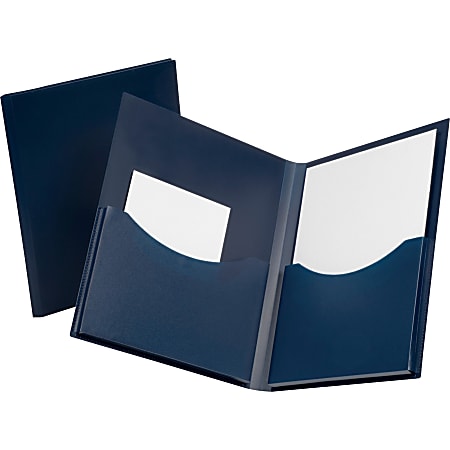 Oxford® Double Stuff Poly Folders, 8-1/2" x 11", 2 Pocket, Navy