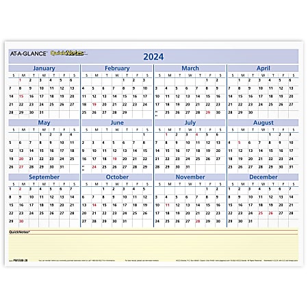 2024 at a glance quicknotes reversible erasable monthlyyearly wall calendar  16 x 12 january to december 2024 pm550b28 - office depot