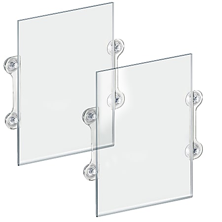 Azar Displays Clear Acrylic WindowDoor Sign Holder Frame with Suction Cups  11 W x 17 H Clear Pack Of 2 - ODP Business Solutions