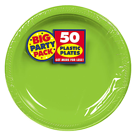 Amscan Round Plastic Plates, 10-1/2", Kiwi Green, Pack