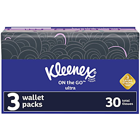 Kleenex® Unscented Slim Wallet Facial Tissues, 10 Tissues Per Pack, Box Of 3 Packs