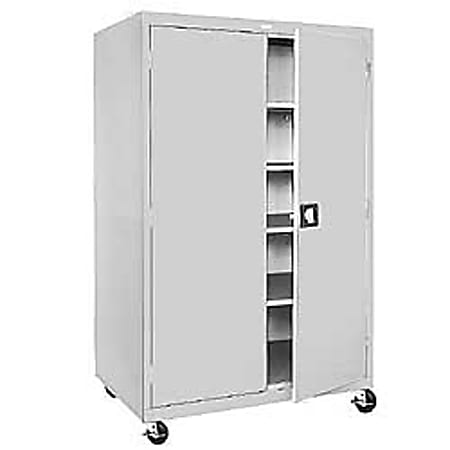 Sandusky® Jumbo Mobile Steel Storage Cabinet, 78"H x 46"W x 24"D, Dove Gray