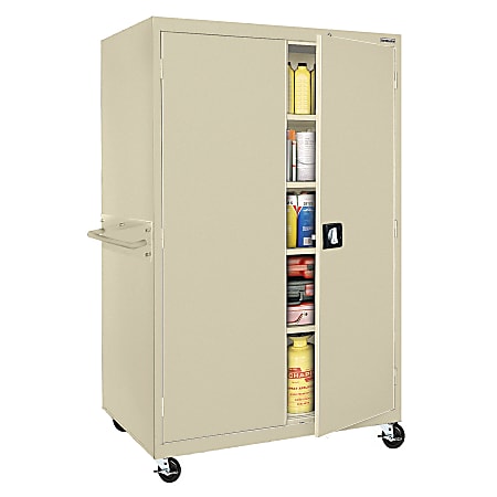 Sandusky® Jumbo Mobile Steel Storage Cabinet, 78"H x 46"W x 24"D, Putty
