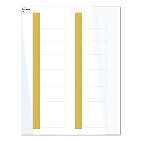 Avery® Print-To-The-Edge Labels & Sure Feed®, S00-D1N-PRWGP10, 1" x 2-5/8", Glossy White, Preprinted Dipped Gold Edge Design, Pack Of 160