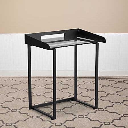 Flash Furniture 27-1/2"W Tempered-Glass Computer Desk, Clear/Black