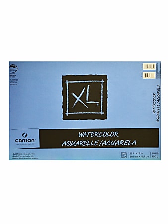 Canson XL Watercolor Pads, 12" x 18", 30 Sheets Per Pad, Pack Of 2 Pads