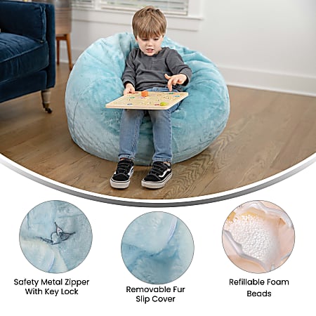 Flash Furniture Small Bean Bag Chair For Kids And Teens Teal Furry