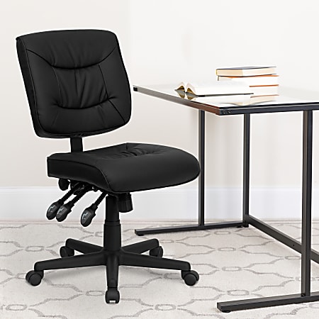 Flash Furniture LeatherSoft™ Faux Leather Low-Back Multifunctional Swivel Task Chair, Black