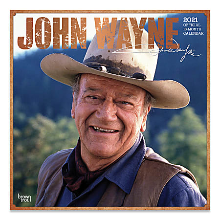 Brown Trout Famous Figures Monthly Wall Calendar, 12" x 12", John Wayne, January To December 2021