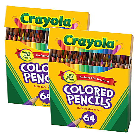 Crayola Short Colored Pencils, 64 Per Pack, Set Of 2 Packs