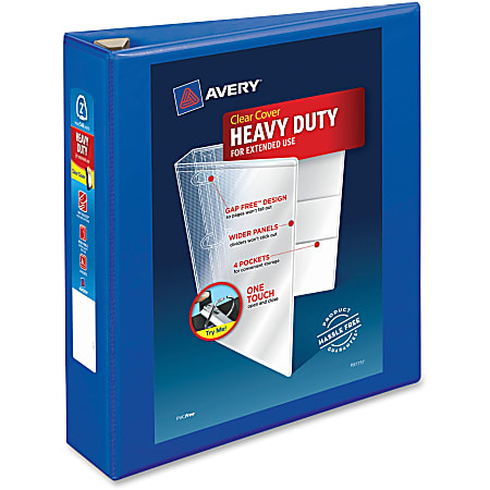 Avery® Heavy-Duty View 3-Ring Binder With Locking One-Touch EZD™ Rings, 2" D-Rings, 39% Recycled, Pacific Blue