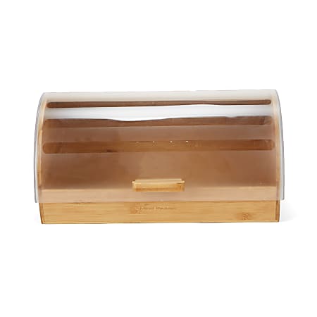 Mind Reader Large-Capacity Bamboo Bread Box With Rolltop Cover, 7 1/8"H x 15 1/8"W x 10 3/16"D, Brown