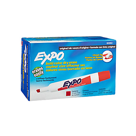 EXPO® Chisel-Tip Dry-Erase Markers, Red, Pack Of 12