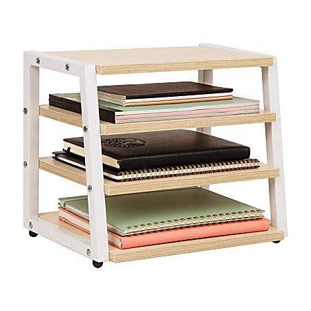 Mind Reader 4-Tier Desk Organizer, 12-1/4"H x 9-3/4"W x 14-1/2"D, White