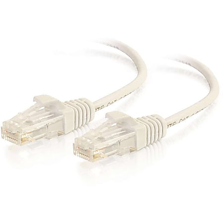 C2G 3ft Cat6 Snagless Unshielded (UTP) Slim Ethernet Cable - Cat6 Network Patch Cable - PoE - White - 3 ft Category 6 Network Cable for Network Device - First End: 1 x RJ-45 Network - Male - Second End: 1 x RJ-45 Network - Male - Patch Cable