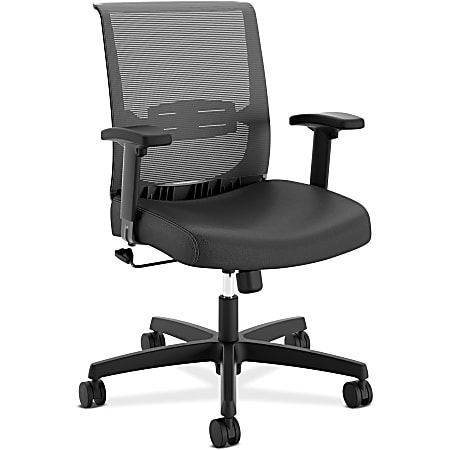 HON Convergence Chair - Black Vinyl Seat - Black Mesh Back - Black Frame - 5-star Base - Black