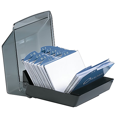 Rolodex® Covered Business Card File, 100-Card Capacity, Black