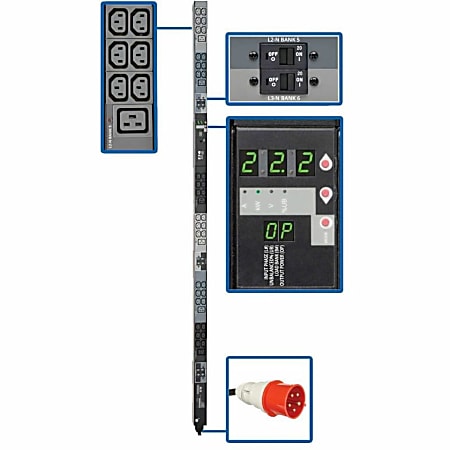 Tripp Lite PDU 3-Phase Metered 220/230V 22.2kW 32A IEC309 36 C13; 6 C19 0U, PDU3XMV6G32