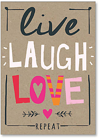 Viabella Birthday Greeting Card With Envelope, Live Laugh Love, 5" x 7"