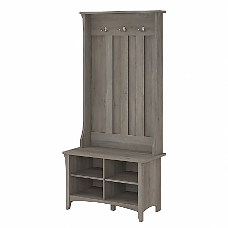 Bush® Furniture Salinas Hall Tree with Shoe Storage Bench, Driftwood Gray, Standard Delivery