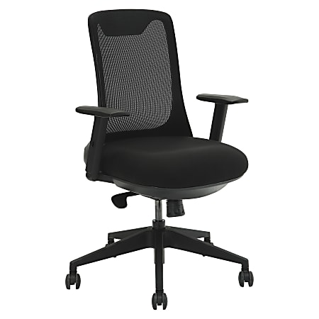 Lorell® Tranquility Mesh-Back Fabric Multifunction Chair, Black