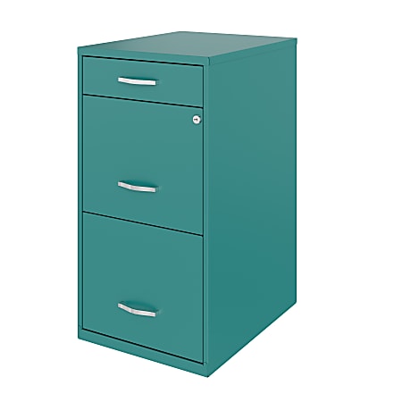 Reale Soho Organizer 18 D Vertical 3 Drawer File Cabinet 30percent Recycled Teal Office Depot