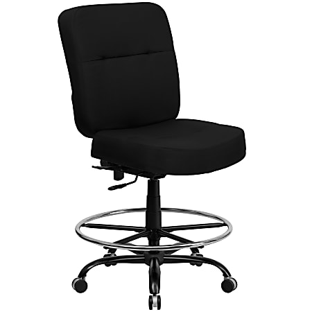 Flash Furniture HERCULES Series Big & Tall 400 lb. Rated Ergonomic Drafting Chair with Rectangular Back, Black