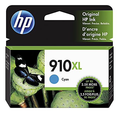 HP 910XL Cyan High-Yield Ink Cartridge, 3YL62AN