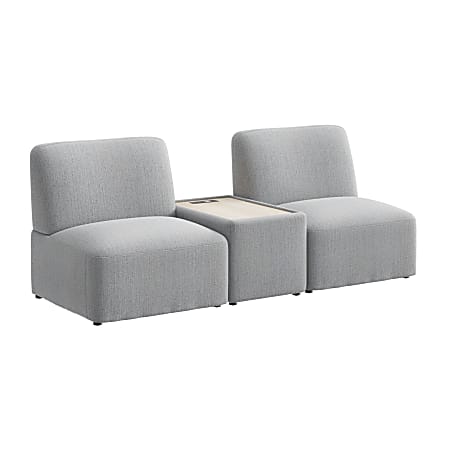 Bush Business Furniture Assemble Modular 2 Seater Sectional with Charging Station, Fog Fabric, Standard Delivery