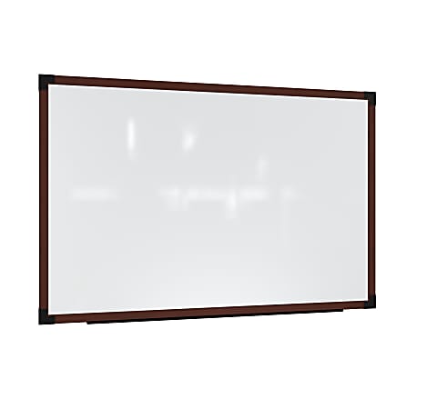 Ghent Prest Magnetic Dry-Erase Whiteboard, Porcelain, 50-1/4” x 62-1/4”, White, Carmel Oak Wood Frame
