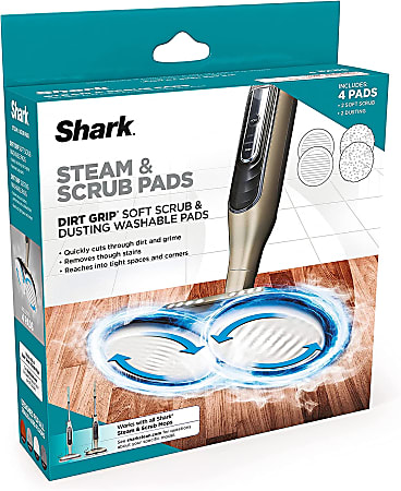 Shark Steam &amp; Scrub Dirt Grip Soft Scrub Washable Pads, Gray, Total Qty 2