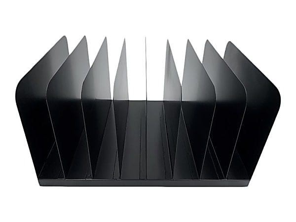 Huron Vertical Desk Organizer, 8 Compartment(s), Vertical, 7.75"H x 11"W x 15"D, Durable, Black, Steel