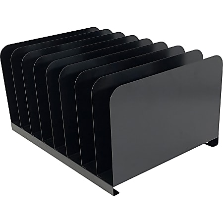 Huron Vertical Desk Organizer, 8 Compartment(s), Vertical, 7.75"H x 11"W x 15"D, Durable, Black, Steel