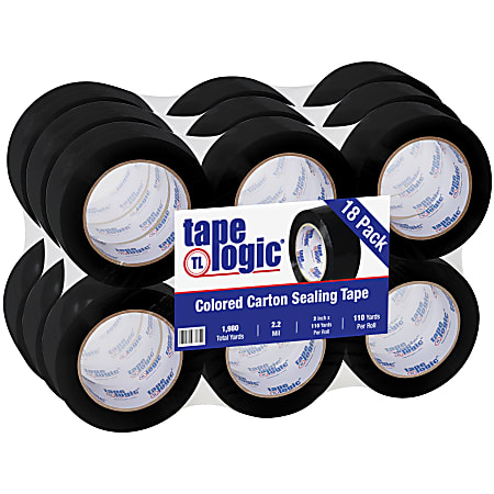 Tape Logic® Carton-Sealing Tape, 3" Core, 2" x 110 Yd., Black, Pack Of 18