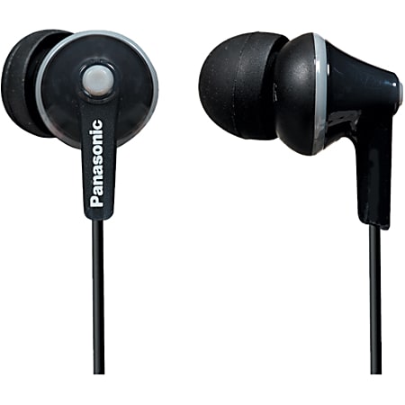 Panasonic Earbud Headphones - Stereo - Mini-phone - Wired - 16 Ohm - 10 Hz - 24 kHz - Earbud - Binaural - In-ear - 3.61 ft Cable - Black