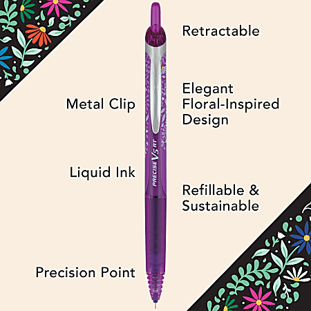Pilot Precise V5 RT Floral Rollerball Pen Extra Fine Point 0.5mm