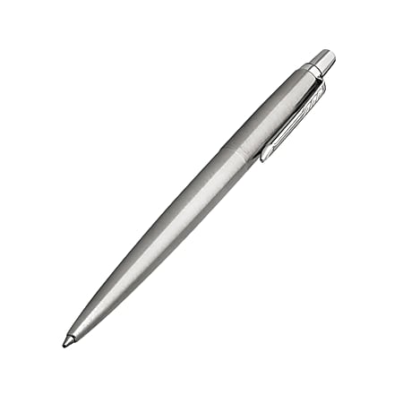 Parker® Jotter™ Ballpoint Pen, Medium Nib, 0.7 mm, Stainless Steel Barrel, Blue Ink