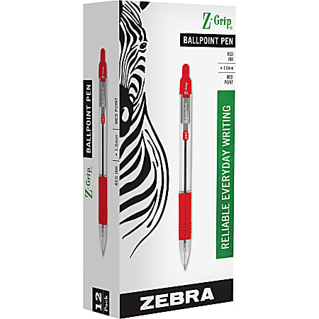 Zebra Pen Z Grip Retractable Ballpoint Pens Pack Of 12 Medium