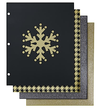 Divoga™ Fashion Paper Portfolio Folders, 8 1/2" x 11", 3/8" Capacity, Cozy Cabin, Pack Of 4