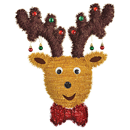 Amscan 244219 Christmas Hanging Tinsel Reindeer, Brown, Set Of 2 Reindeer