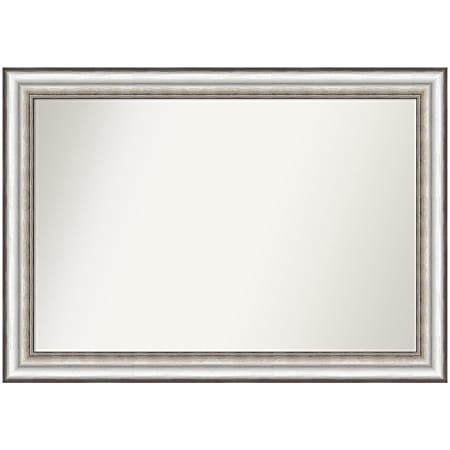Amanti Art Non-Beveled Rectangle Framed Bathroom Wall Mirror, 29-1/4" x 41-1/4", Salon Silver