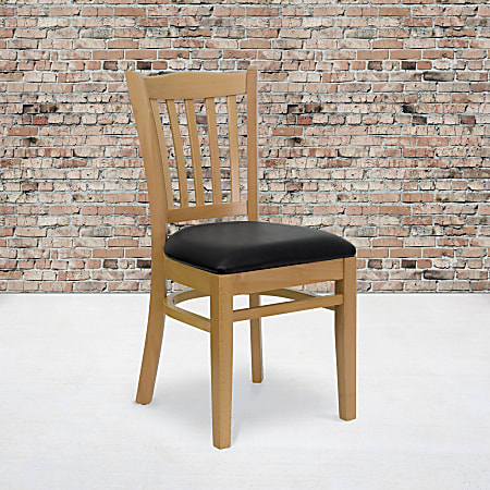 Flash Furniture Vertical Slat Back Restaurant Chair, Black/Natural