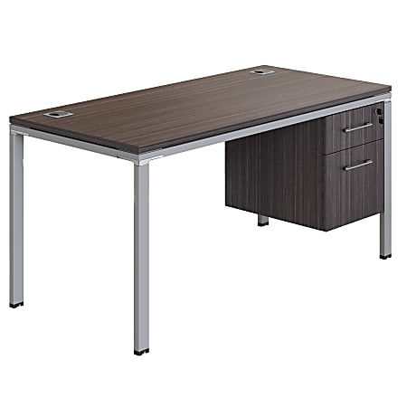 Boss Office Products Simple System 142" x 30" Workstation Desk with Pedestal, Driftwood
